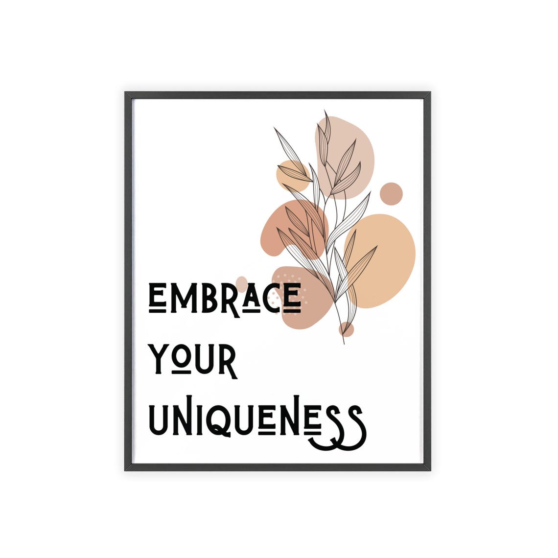 Embrace Your Uniqueness Abstract Botanical Beige Line Art Poster - Image 3