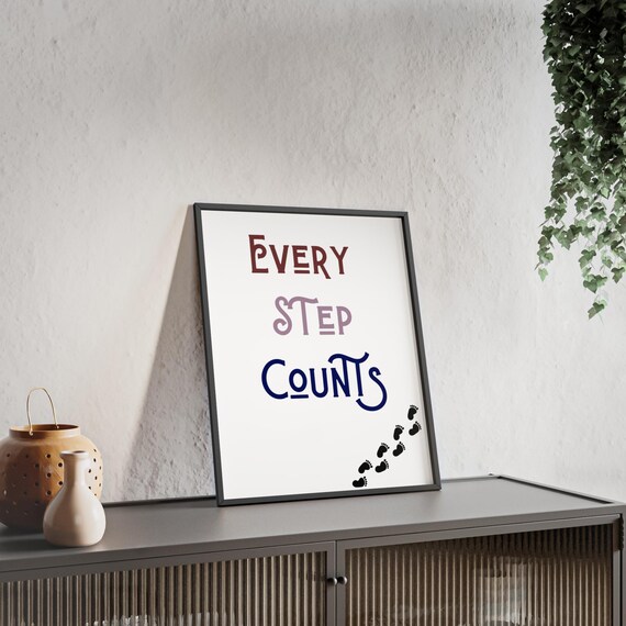Every Step Counts Colorful Lettering With Footprints Motivational Poster
