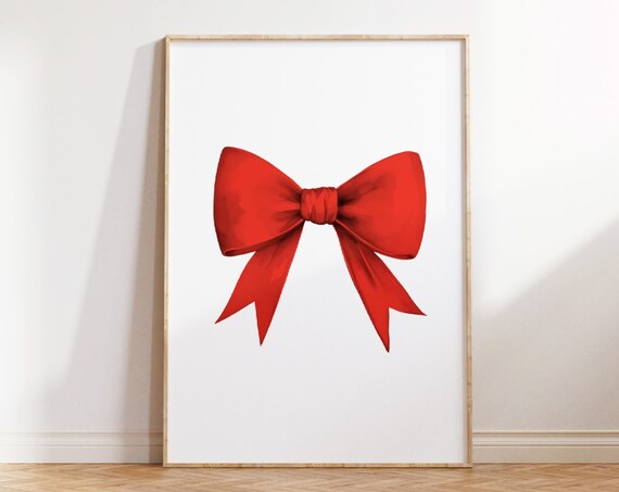 Red Bow Print Preppy Aesthetic Wall Art Cute Teen Room Decor Preppy Poster College Apartment Decor Nursery Wall Art Red Bows Wall Art