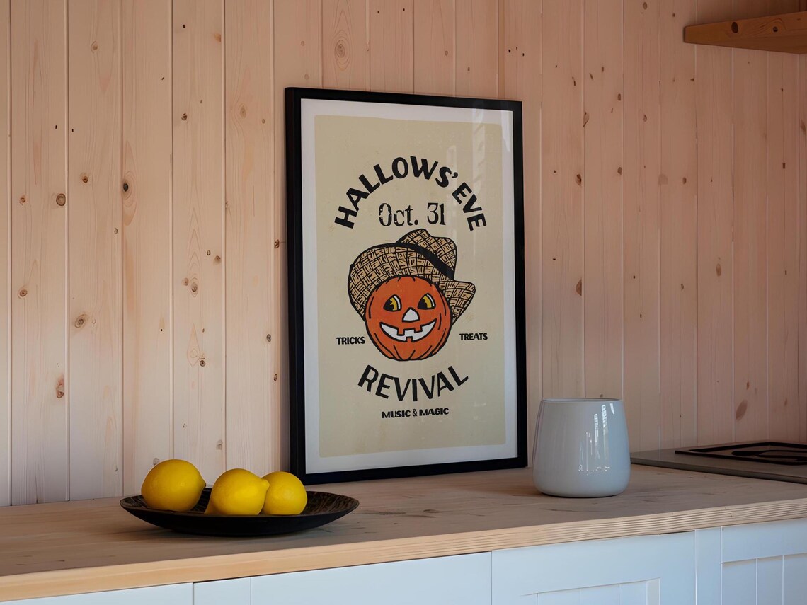 Retro Halloween Poster, Kitchen Wall Art Decor