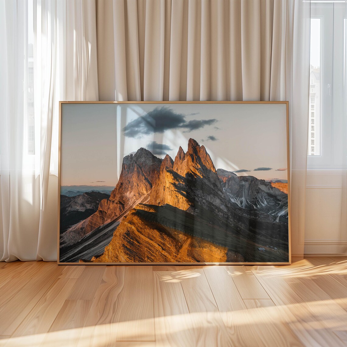 Seceda Ridgeline Sunset Alpine Golden Peaks Dolomites Poster - Image 4