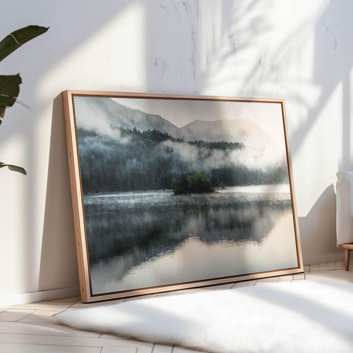 Lake Eibsee Misty Morning Fog Island Bavarian Alps Germany Poster - Image 3