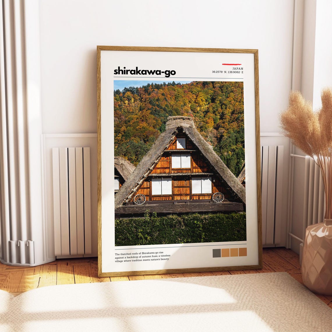 Shirakawa Go Wall Art Traditional Japanese Village Print Thatched Roof Landscape Poster Autumn Nature Decor Japan Travel Photography - Image 4