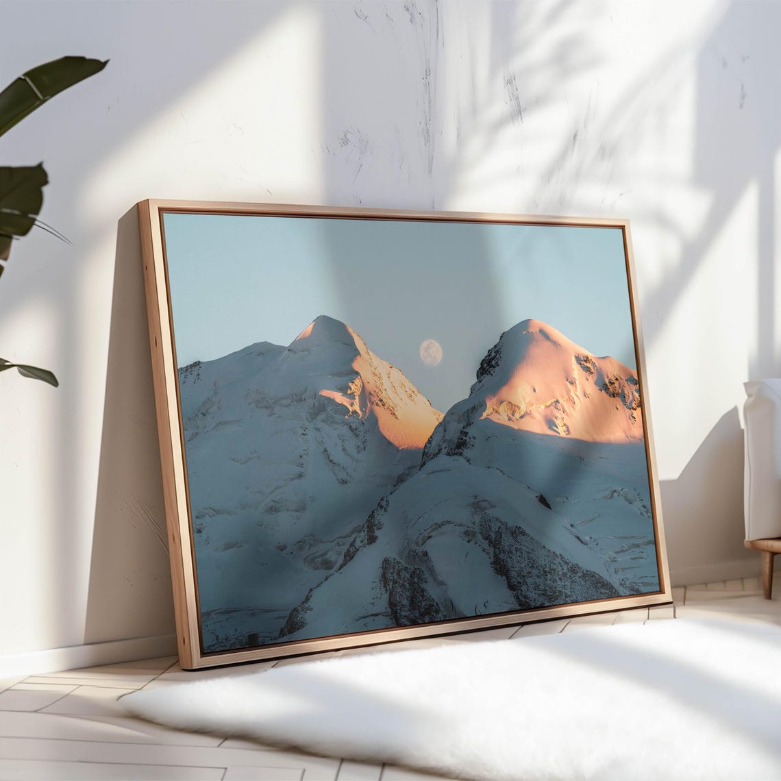 Castor And Pollux Twin Snow Peaks With Moonrise Monte Rosa Alps Poster - Image 3