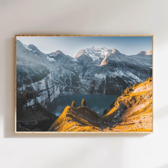 Oeschinensee Swiss Alps Switzerland Mountain Photography Wall Art Print Nature Wall Art Modern Minimalist Poster