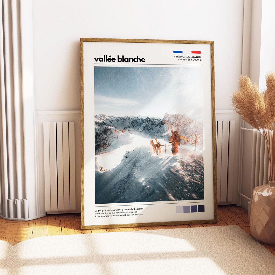 Vallee Blanche Chamonix Ski Descent French Alps Winter Sports Poster - Image 3