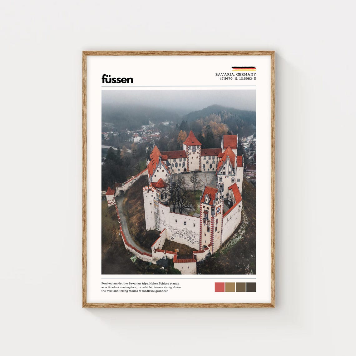 Füssen Hohes Schloss Bavaria Germany Aerial Castle View Poster