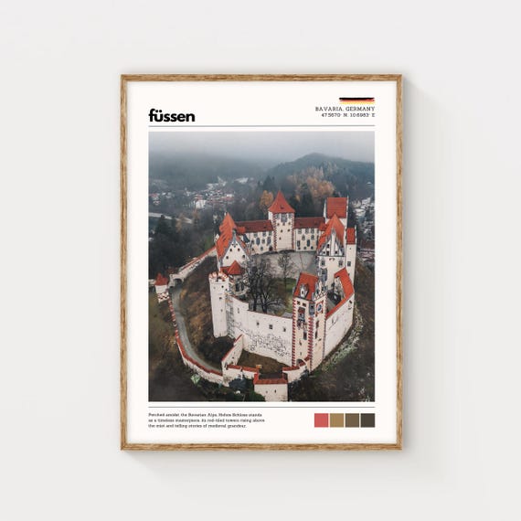 Fssen Germany Wall Art Bavarian Castle Print Hohes Schloss Landscape Poster Medieval Architecture Decor Scenic Travel Photography
