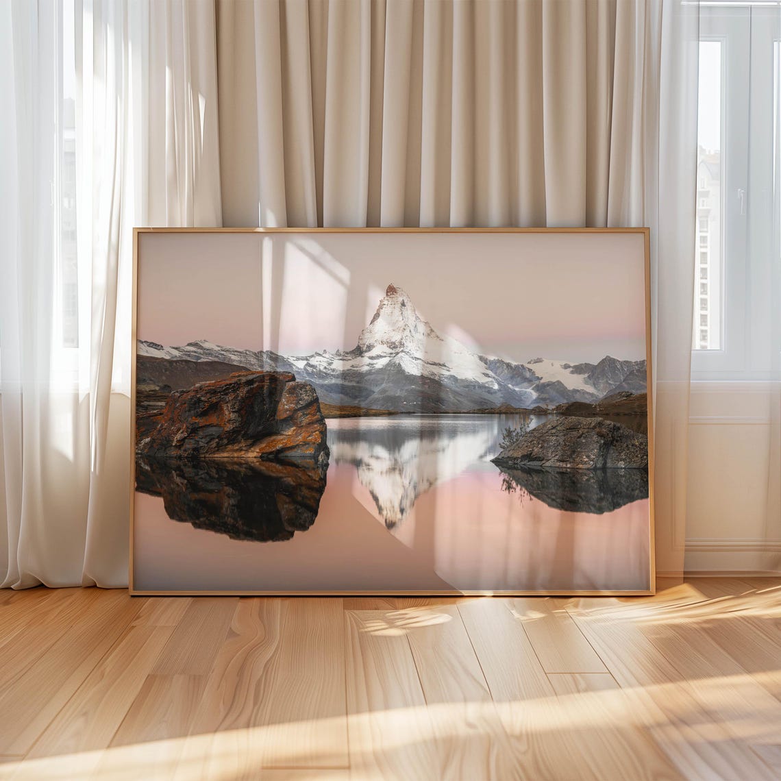 Matterhorn Pink Dawn Light Lake Reflection Boulders Photo Poster - Image 4