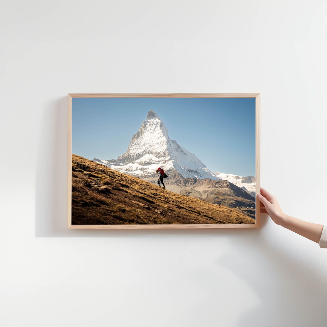 Matterhorn Peak with Lone Hiker Snowy Alpine Landscape Poster - Image 2