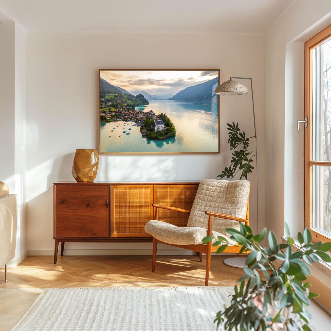Iseltwald Village on Lake Brienz Switzerland at Sunset Photo Poster - Image 5