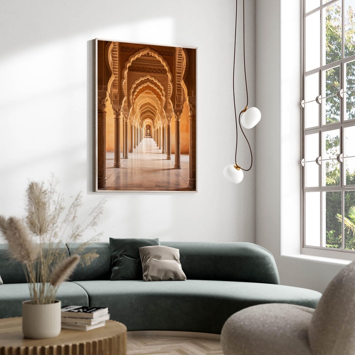 Moorish Arches Hallway Columns Warm Architecture Photo Poster - Image 2