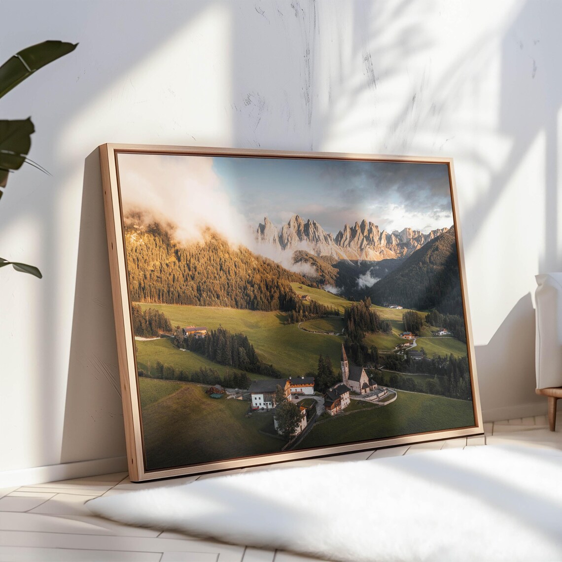 Santa Magdalena Village Church Beneath Dolomites Peaks Italy Poster - Image 3