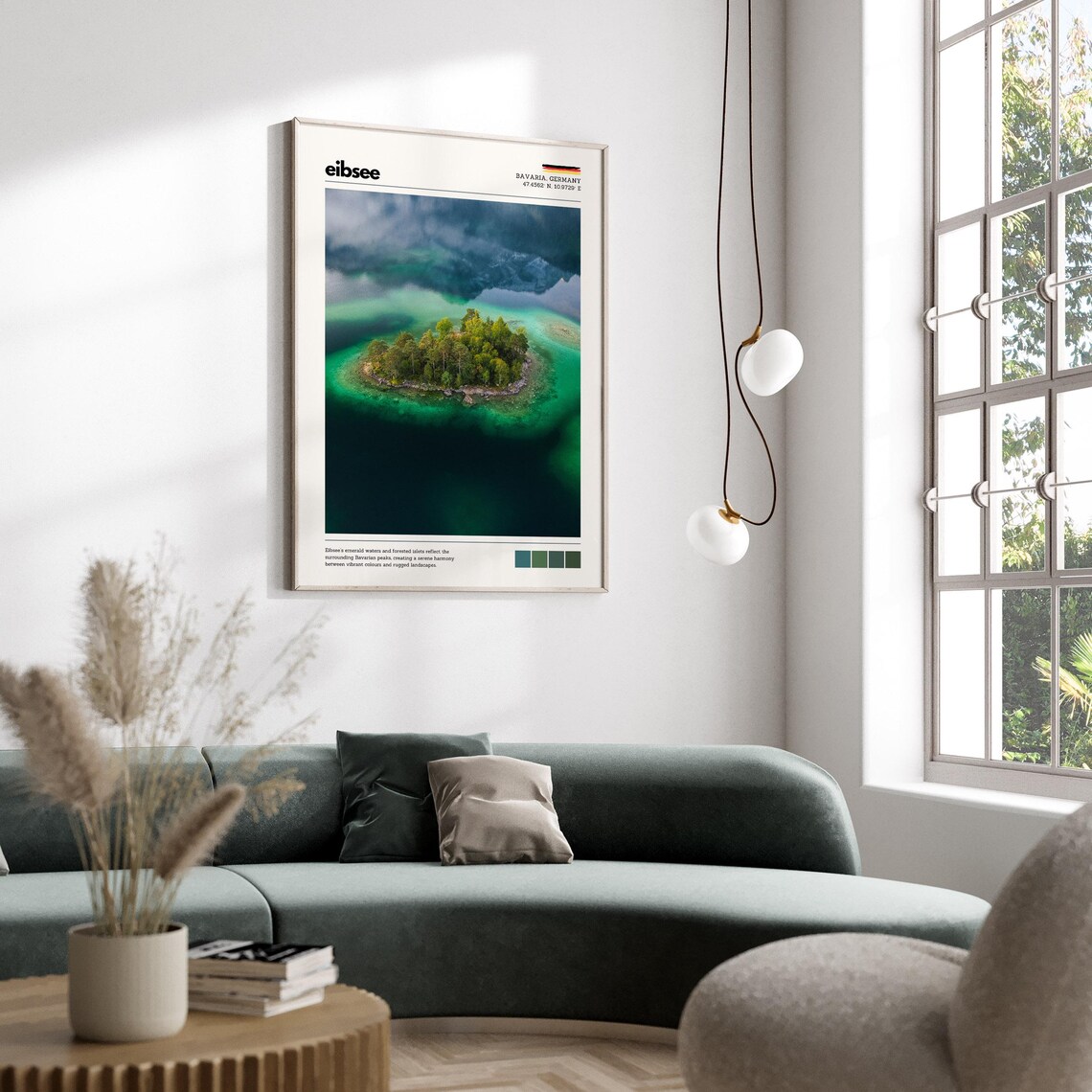 Eibsee Bavaria Germany Emerald Lake Aerial Island View Poster - Image 5