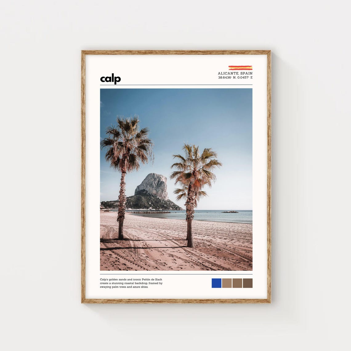 Calp Spain Penon de Ifach Rock Palm Trees Beach Coastal Poster - Image 5