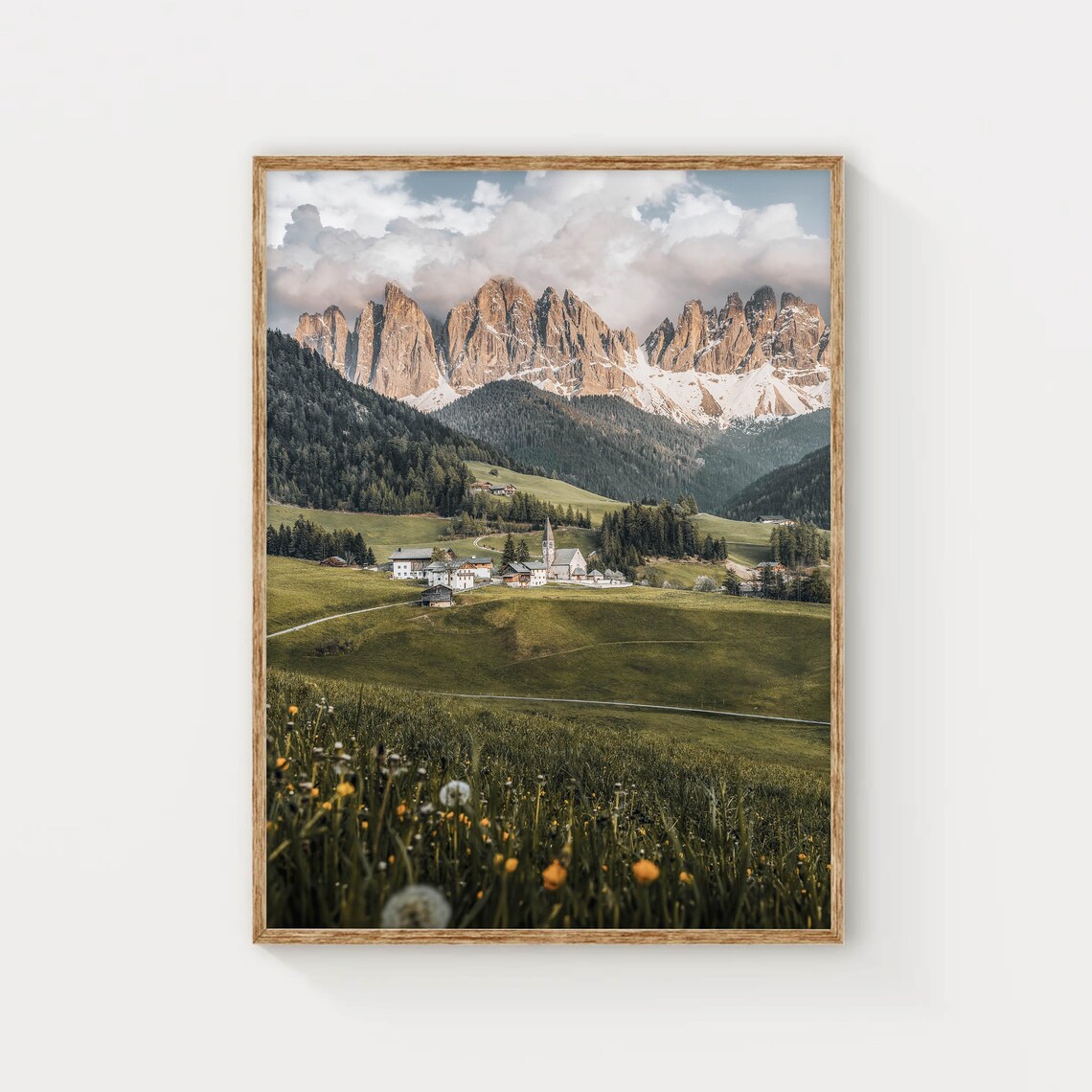Magdalena Val di Funes Dolomites Village Alpine Church Poster