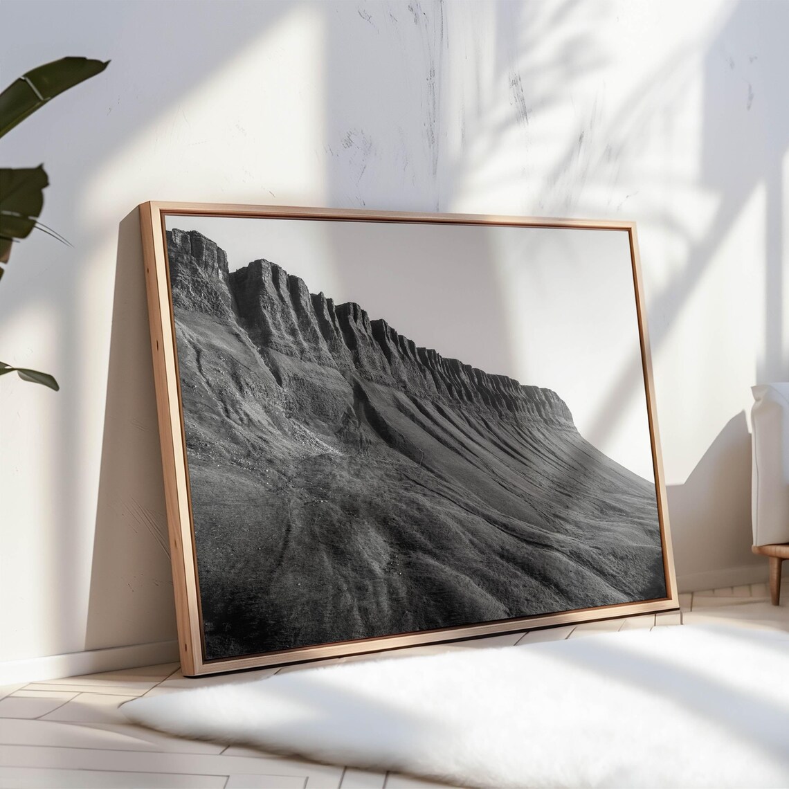 Benbulbin Mountain Escarpment Sligo Ireland Black And White Poster - Image 3