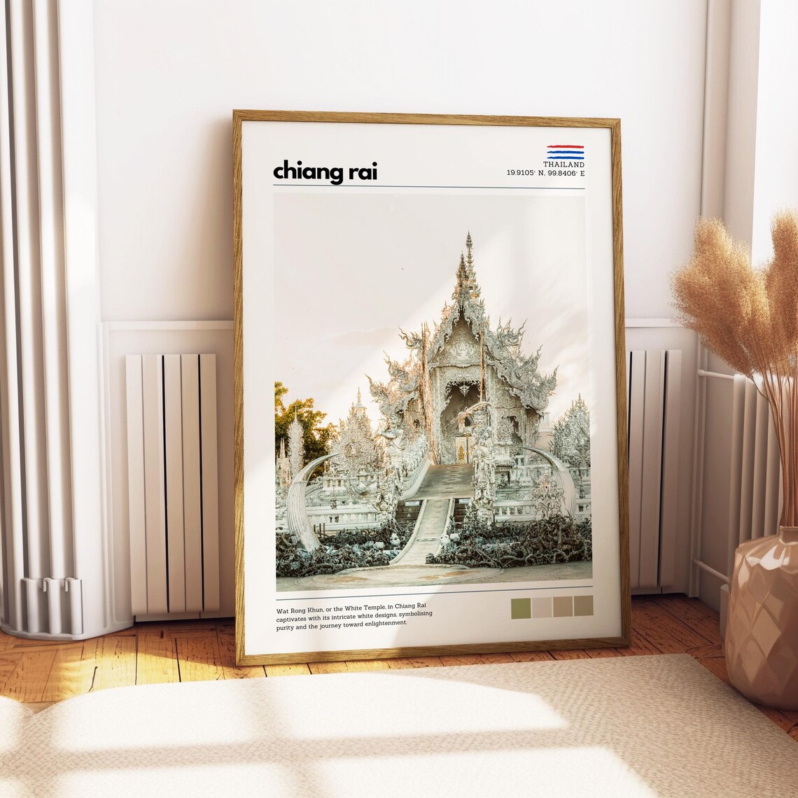 Wat Rong Khun White Temple Chiang Rai Thailand Intricate Travel Poster - Image 4
