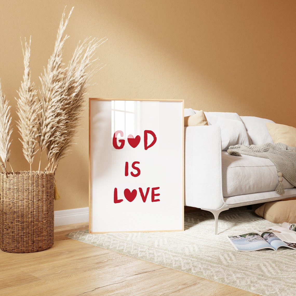 God Is Love Red Heart Lettering Christian Affirmation Poster - Image 2