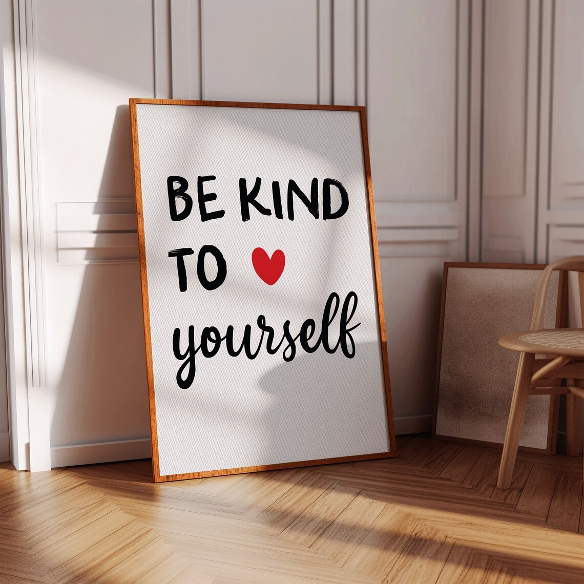 Be Kind To Yourself Red Heart Self Care Quote Art Wall Poster