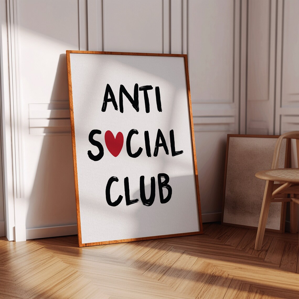 Anti Social Club Heart Black Brush Trendy Dorm Room Quote Poster
