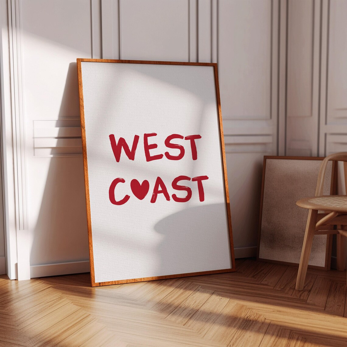 West Coast Red Brush Lettering Heart Coastal Decor Typography Poster - Image 3