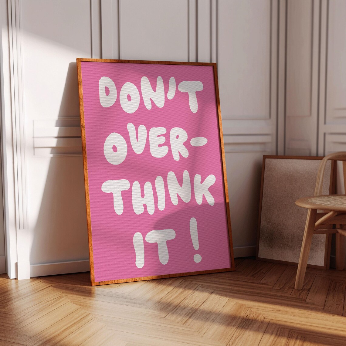 Dont Overthink It Quote Print Uplifting Preppy Dorm Wall Art Inspirational Light Pink Daily Affirmation Posters