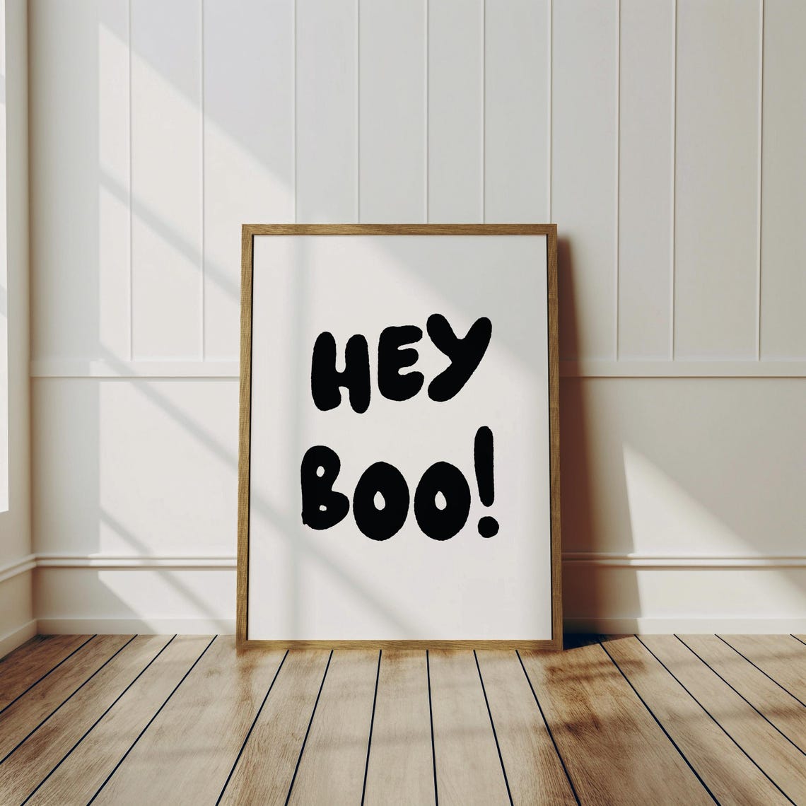 Hey Boo Bold Black Bubble Letter Halloween Fun Decor Wall Poster