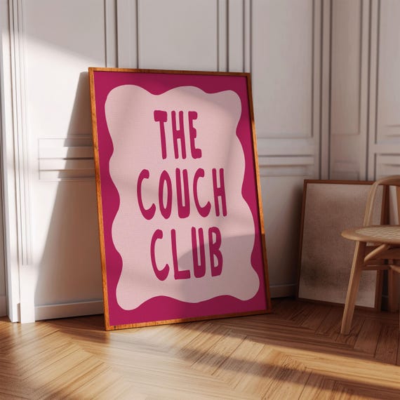 The Couch Club Print Above Wall Art Cute Apartment Minimalist Lazy Poster Girly Pink