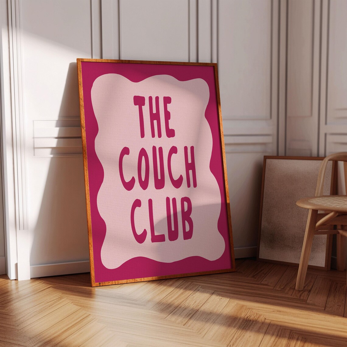 The Couch Club Pink Wavy Retro Typography Funny Home Quote Poster