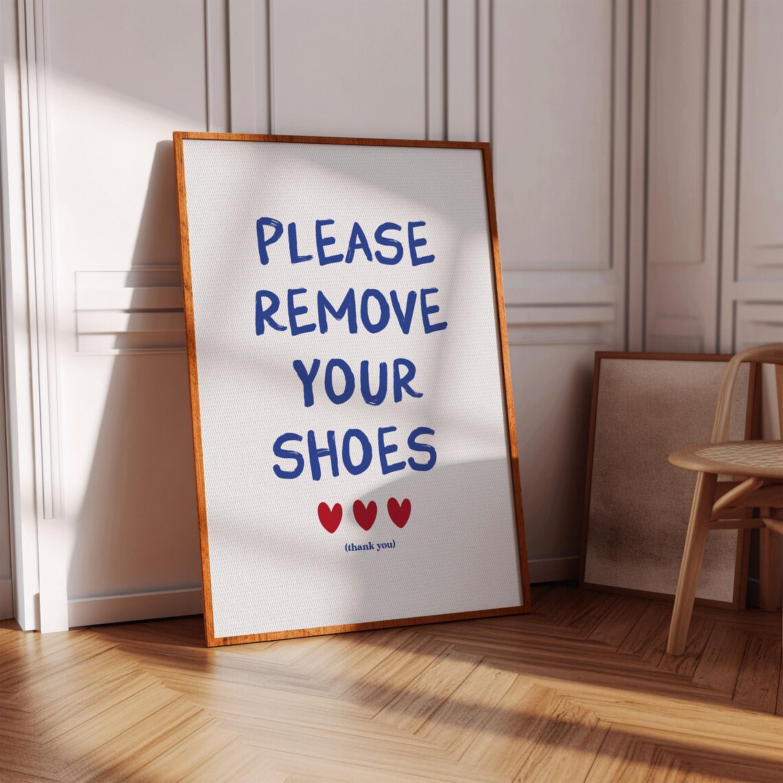 Please Remove Your Shoes Sign, Minimal Retro Art Print