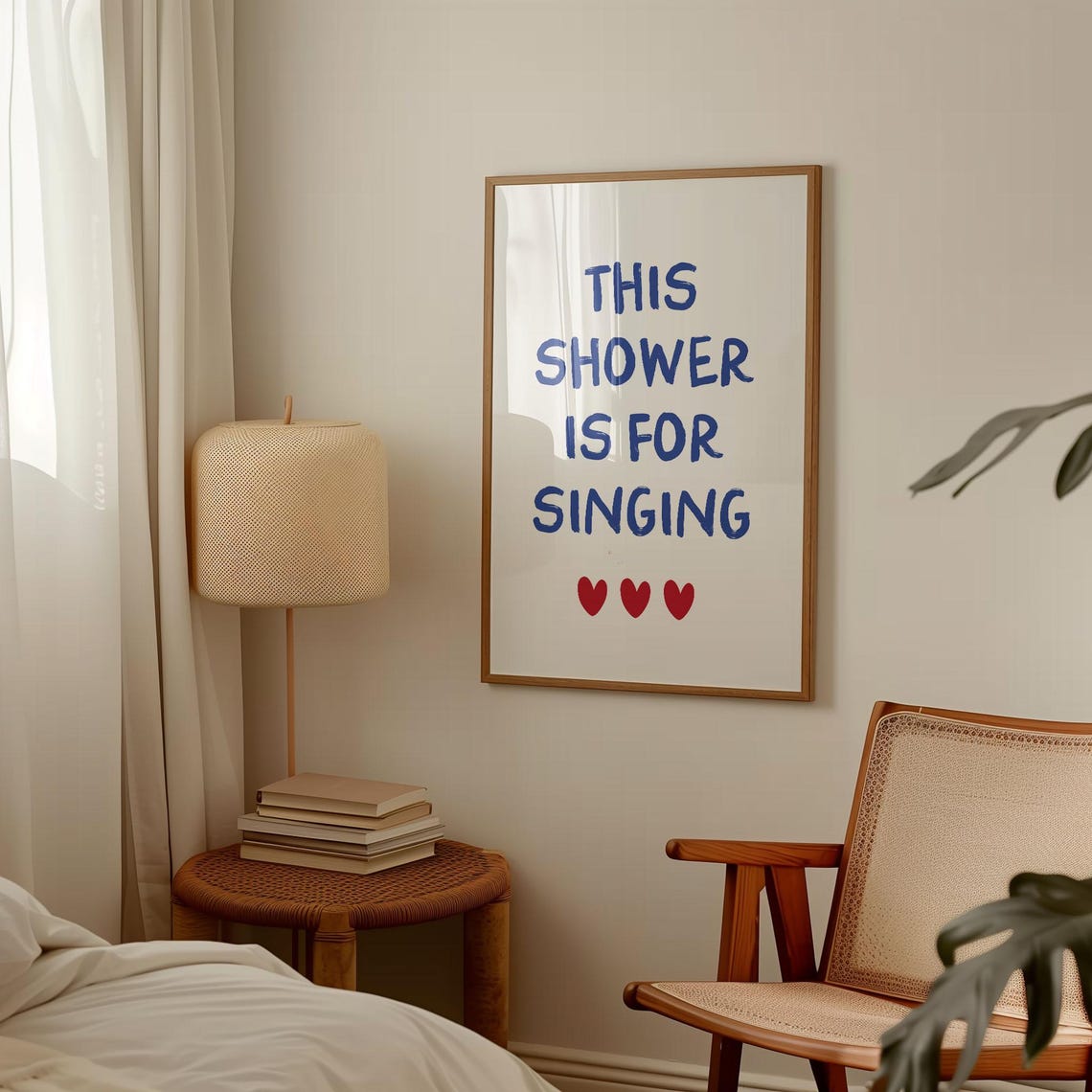 This Shower Is for Singing Bold Blue Bathroom Funny Quote Poster - Image 3