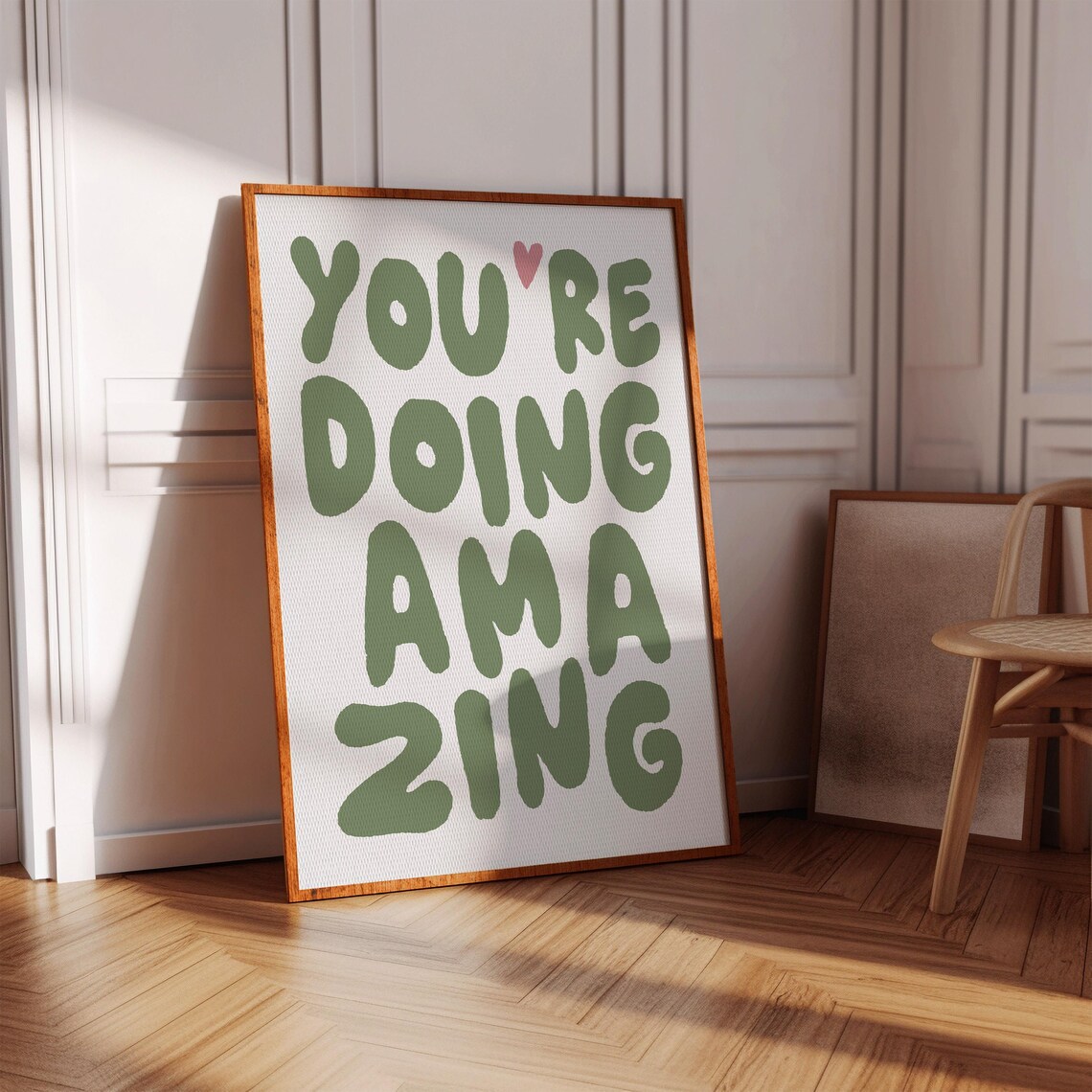 You're Doing Amazing Sage Green Encouragement Quote Wall Art