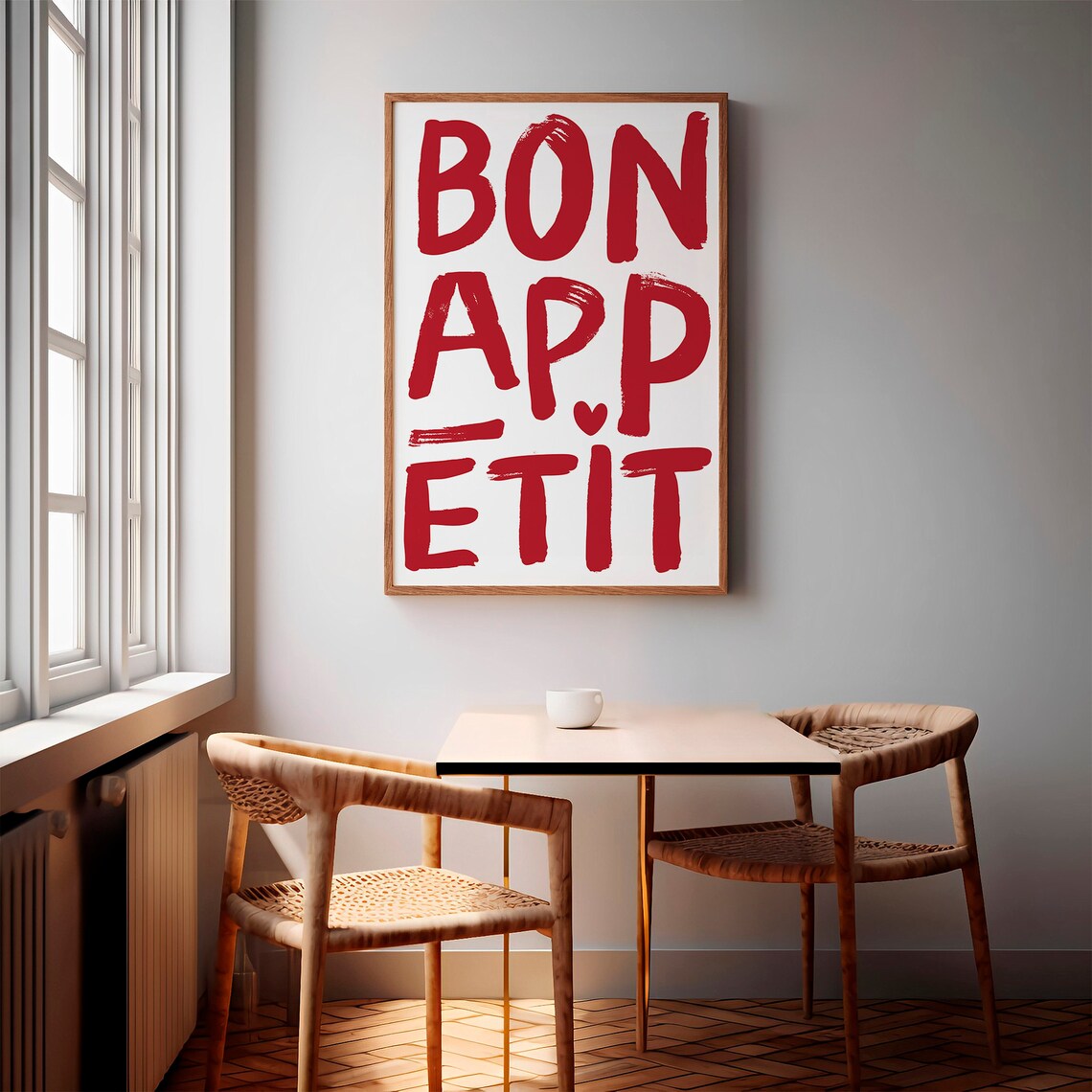 Bon Appetit Typography Print, Modern Kitchen Poster - Image 2