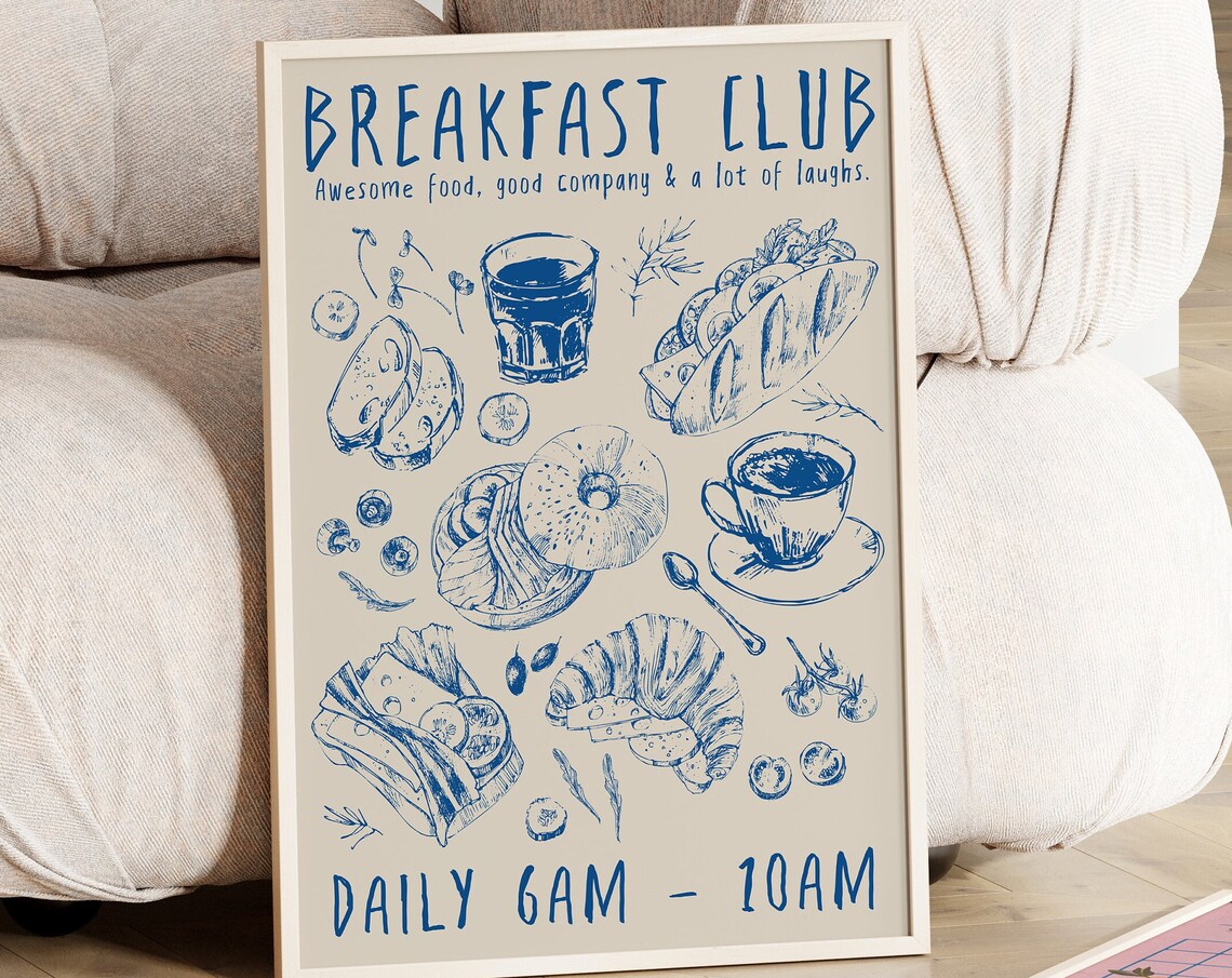Breakfast Club Food Art Deco Kitchen Poster