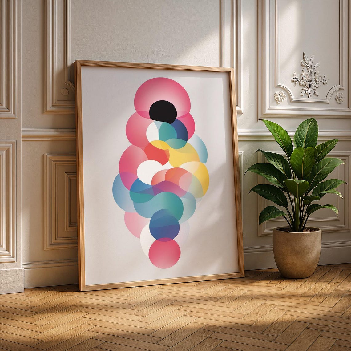 Overlapping Translucent Circles Colorful Geometric Abstract Art Poster