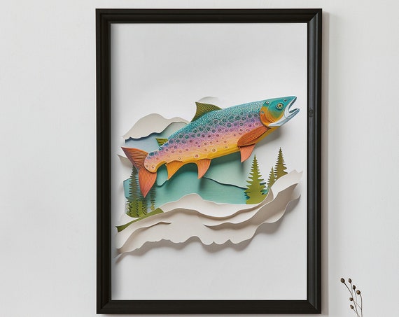 Rainbow Trout Paper Art Print Artwork Print At Home Wall Art Wall Art Print Instant Art