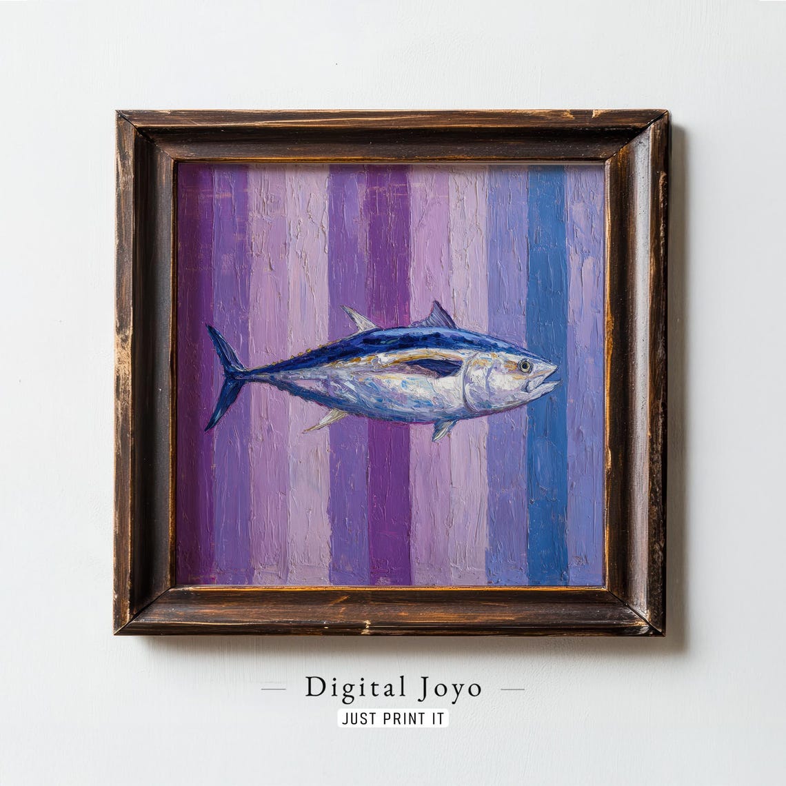 Amberjack Fish Impasto Painting Purple Stripes Ocean Art Poster
