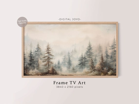 Forest Landscape Frame Tv Art Mountain Painting