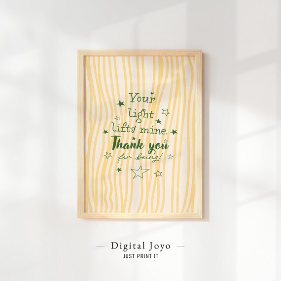 Inspirational Star Print Yellow Stripes Farmhouse Decor