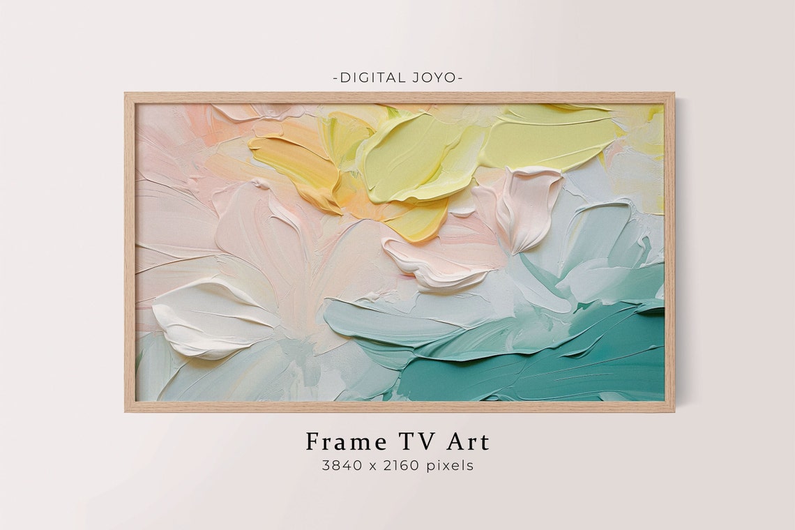 Colorful Abstract Impasto Oil Painting Pastel Pink Teal Texture Poster