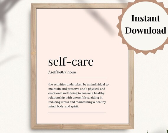 Self Care Definition Blush Minimalist Wellness Decor Wall Poster