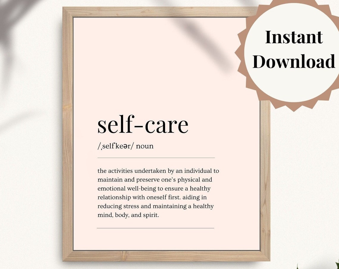 Self Care Definition Blush Minimalist Wellness Decor Wall Poster