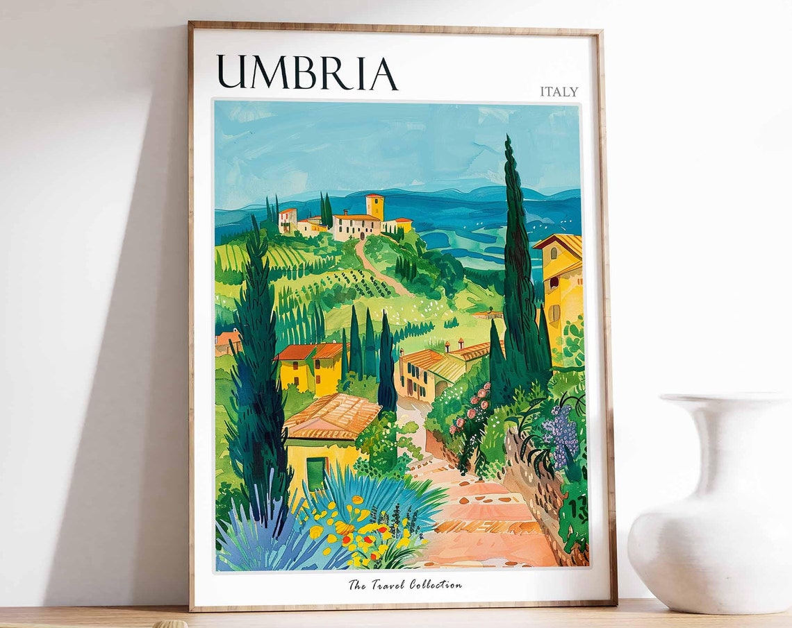 Umbria Poster Umbria Travel Print Italy Wall Art Italian Travel Print Italian Decor Italian Gift Umbria Wall Art
