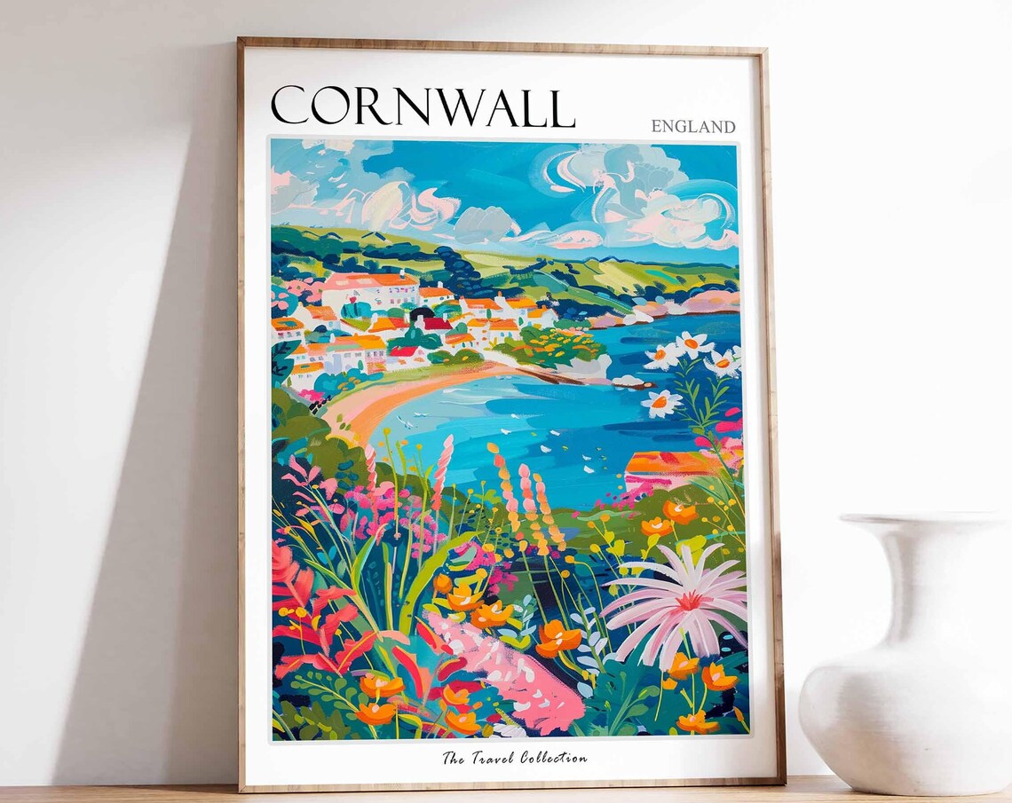 Cornwall Travel Poster, England Travel Art Print