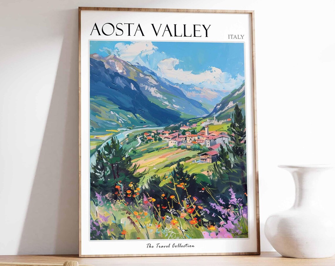 Aosta Valley Poster Aosta Valley Travel Print Italy Wall Art Italian Travel Print Italian Decor Aosta Valley Gift Italian Gift