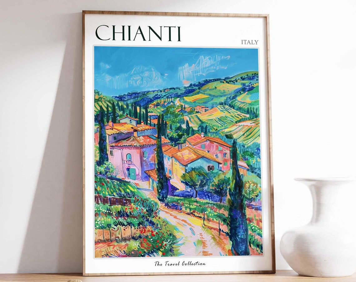 Chianti Italy Tuscan Hills Villas Cypress Trees Vineyards Poster