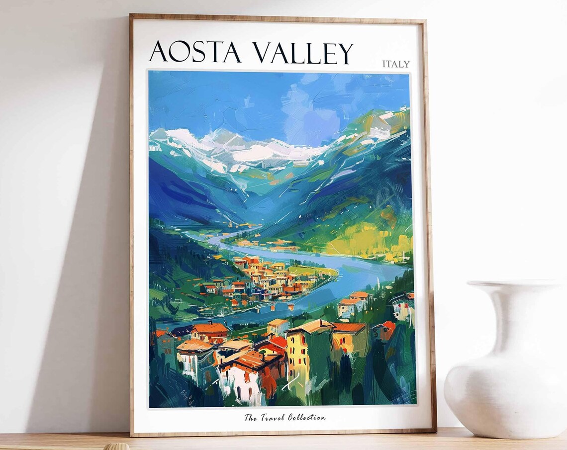 Aosta Valley Poster Aosta Valley Travel Print Italy Wall Art Italian Travel Print Italian Decor Aosta Valley Gift Italian Gift
