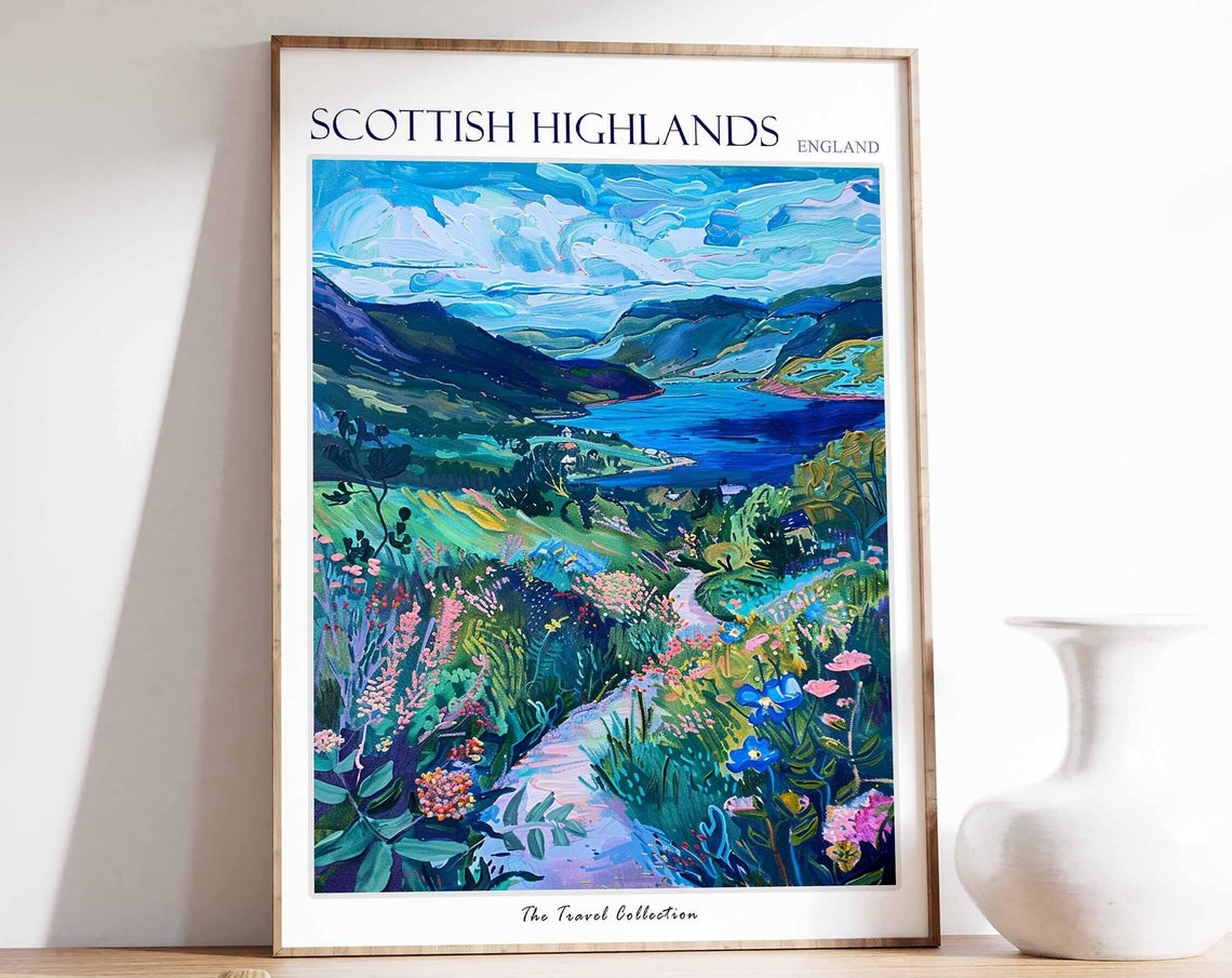 Scottish Highlands Lochside Wildflower Mountain Path View Poster