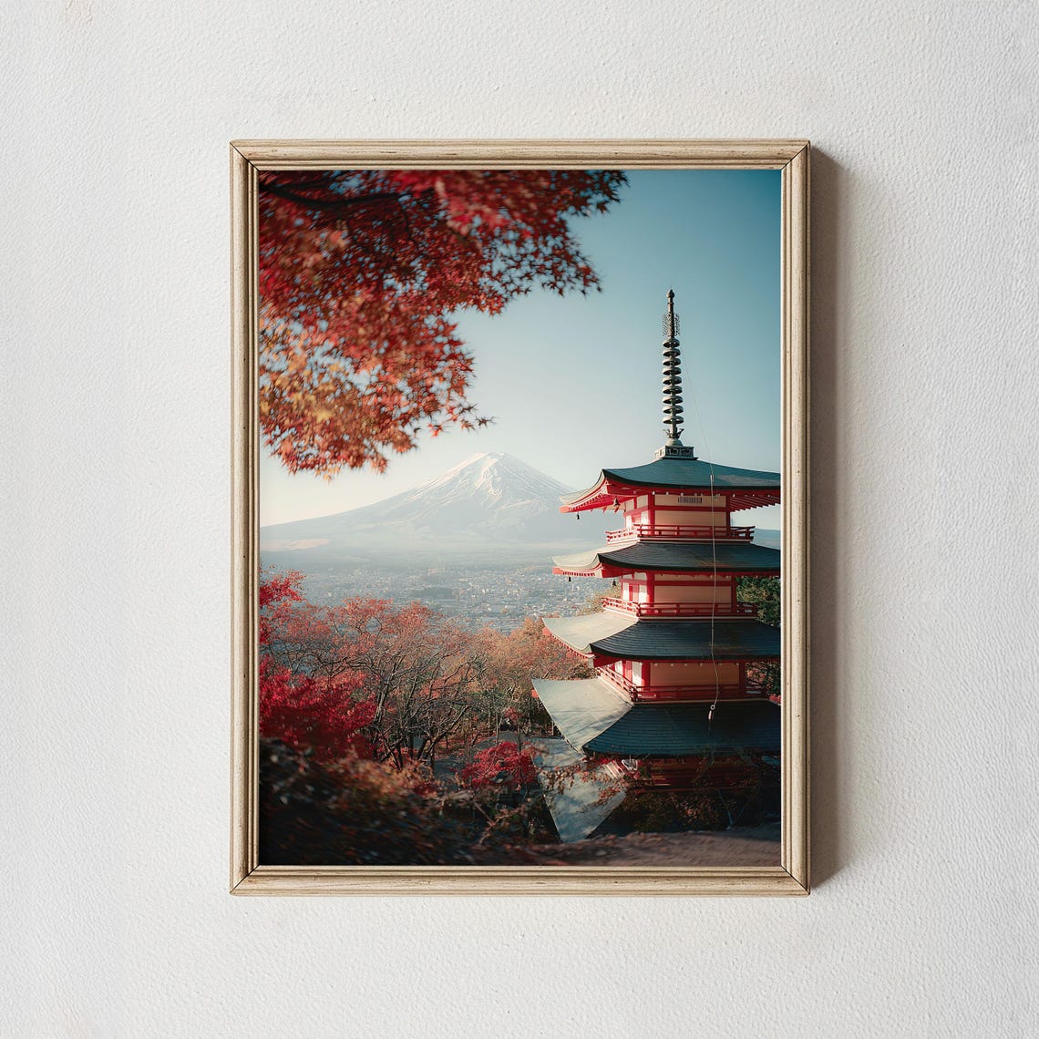 Chureito Pagoda Mt Fuji Fall Maple Leaves Japan Photo Poster
